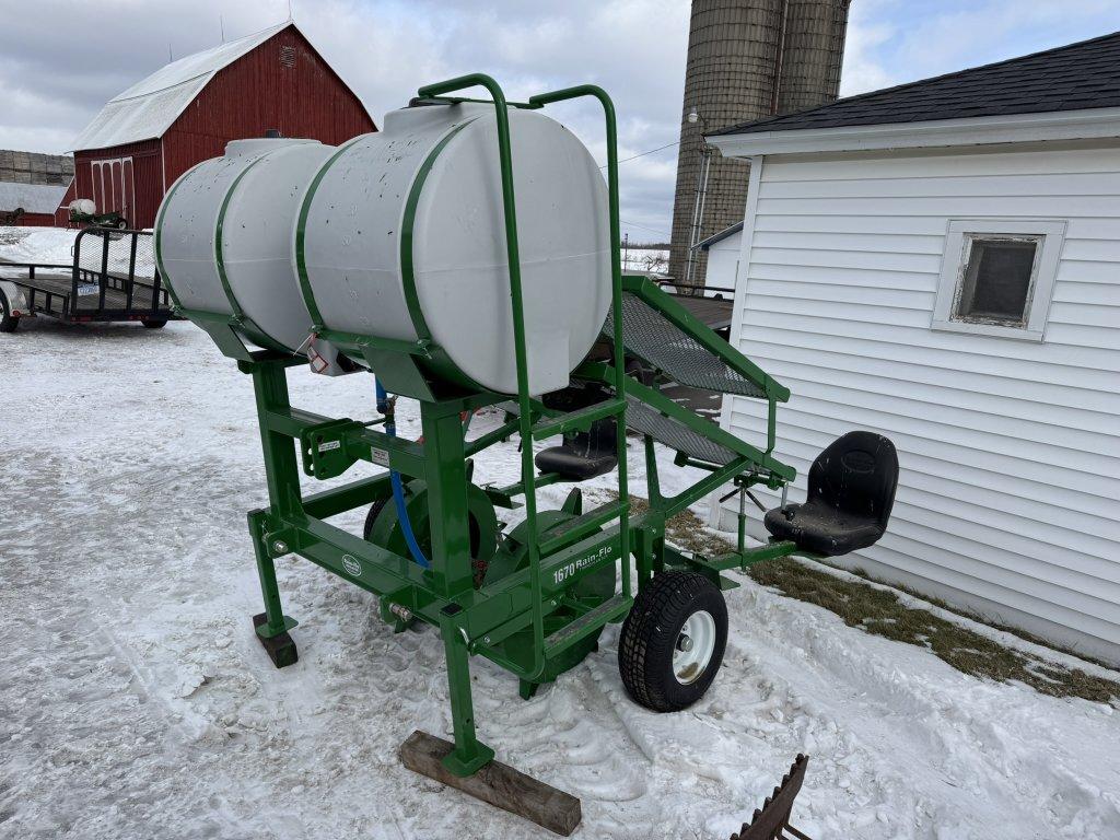RAIN-FLOW 1670 2-ROW TRANSPLANTER, 80-GALLON POLY TANKS, S/N: 2519