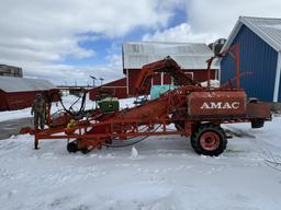1990 AMAC F2 CARROT HARVESTER, 6' WIDE, SIDE FOLDING AUGER, PULL TYPE, PTO, CHAIN CONVEYORS, S/N: 50