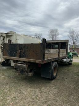 2007 IH 4300 STAKE TRUCK, DT466 DIESEL ENGINE, 6-SPEED TRANS, DUAL ARM DUMP, 16', ENGINE REPLACEMENT