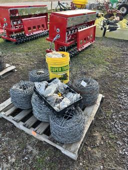 SKID OF ASSORTED BARB WIRE