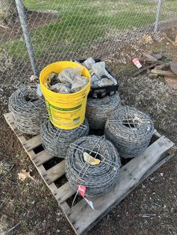 SKID OF ASSORTED BARB WIRE