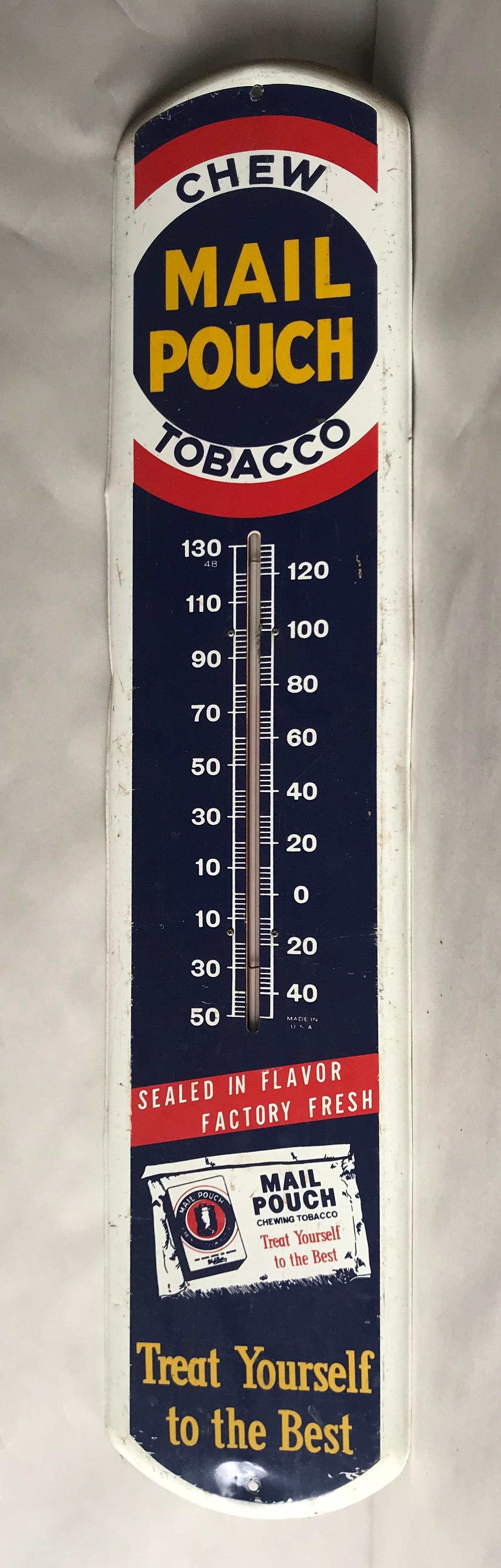 Chew Mail Pouch Tobacco Tin Advertising Thermometer