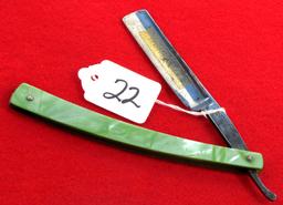 Win. straight razor; green ice handle; No. 11