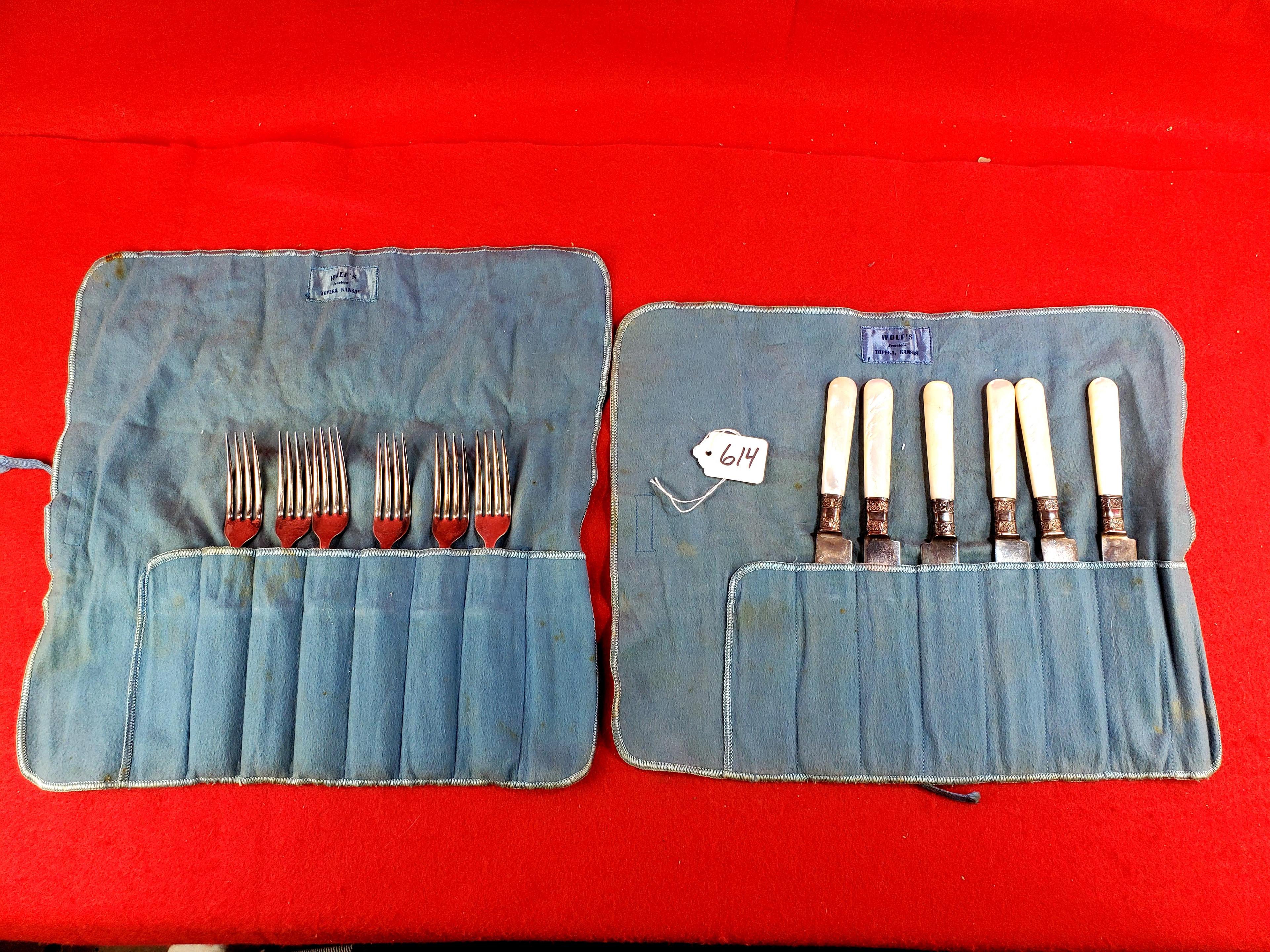 Ec Simmons Kk 6 Knives And 6 Forks; Mop Handles Sterling