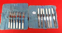 Ec Simmons Kk 6 Knives And 6 Forks; Mop Handles Sterling