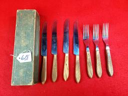 Shapleigh Diamond Edge Flatware 4 Knives And 3 Forks In Box