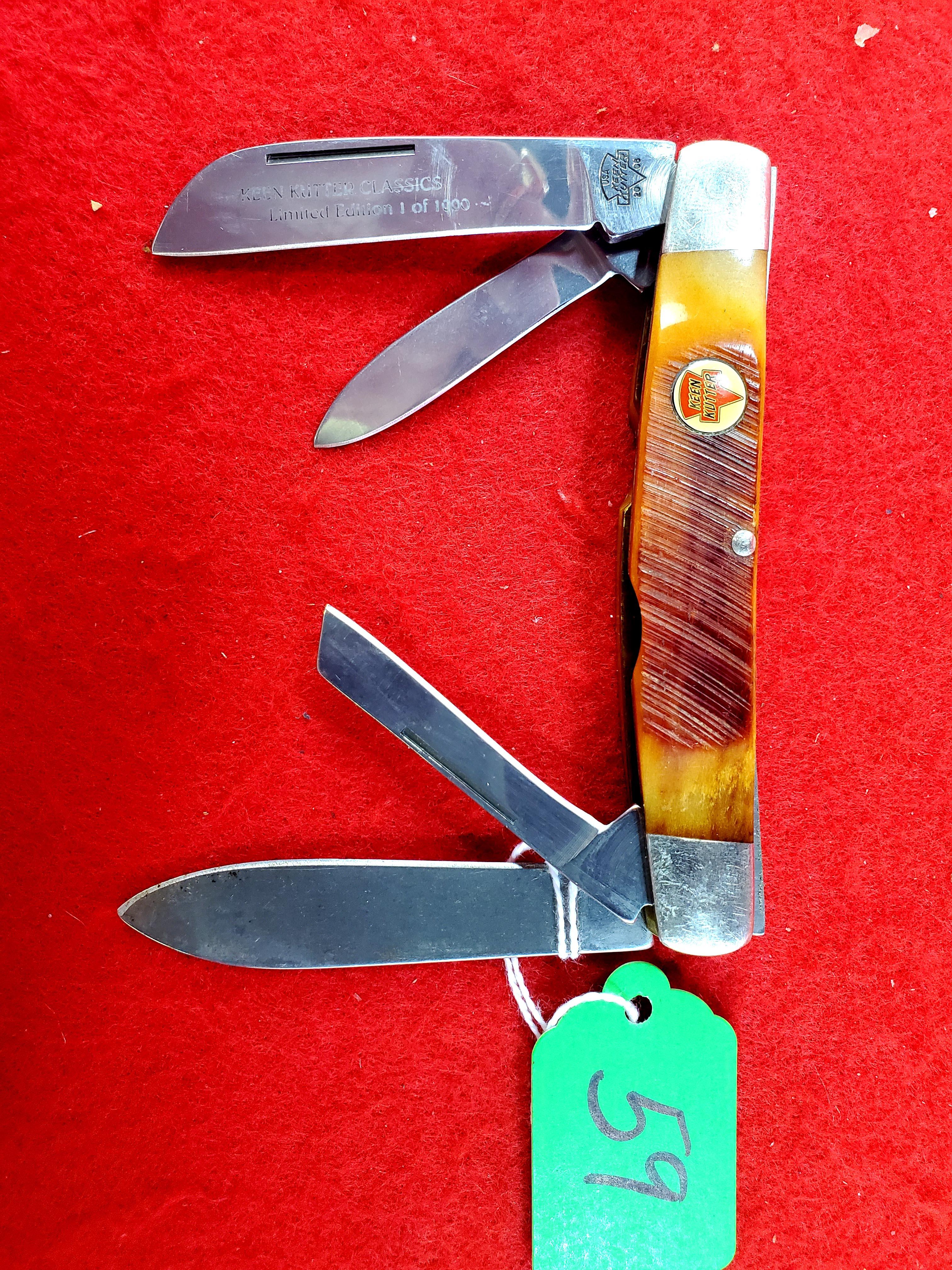 K059: Keen Kutter 2008 Classic 0144/1000; 4 Blades W/long Handles; W/kk Red Logo On Handle