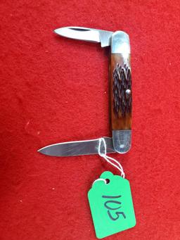 K105: Keen Kutter 2 Blades, Bone Handles, Equal End Pocket Knife