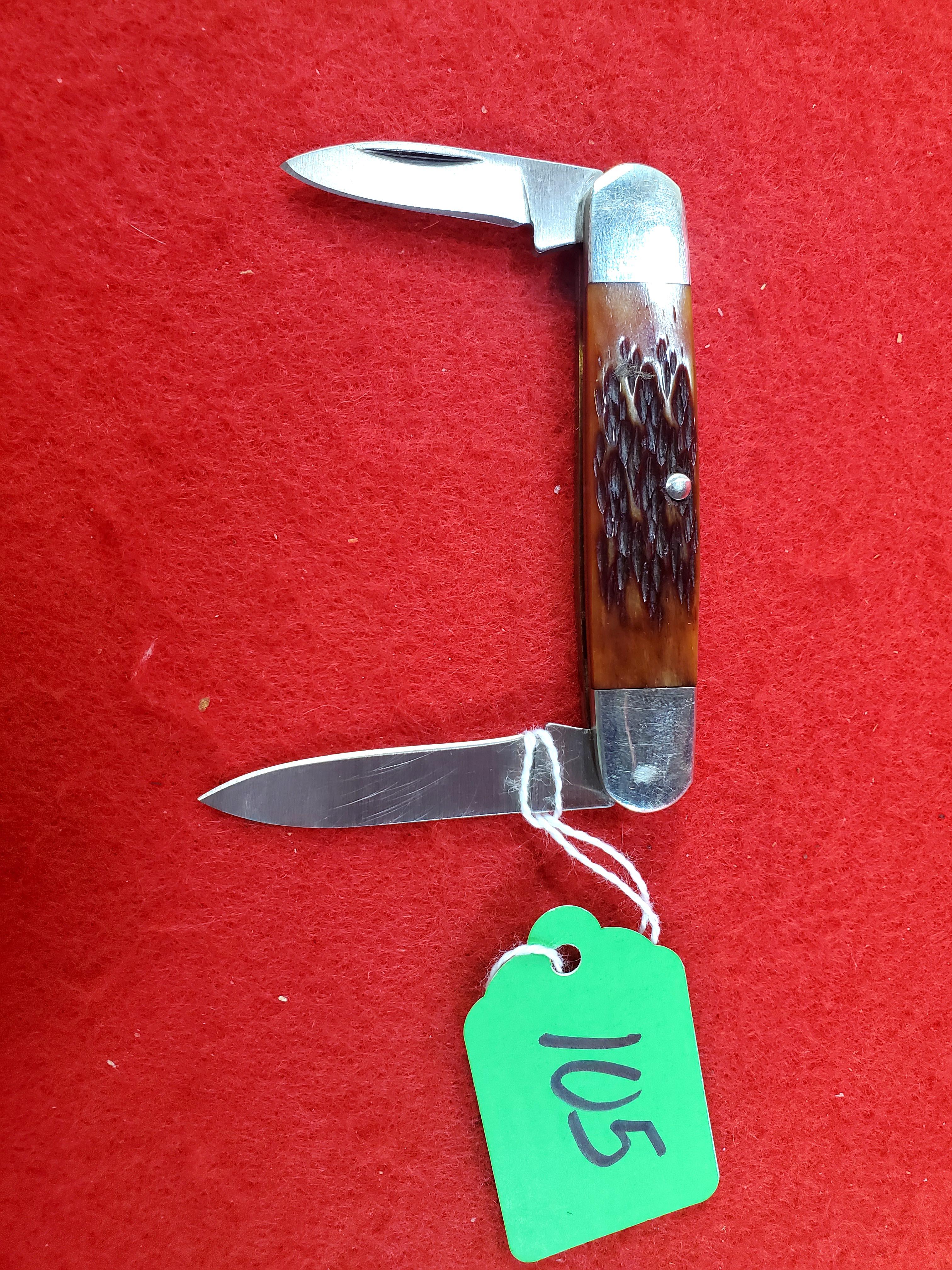 K105: Keen Kutter 2 Blades, Bone Handles, Equal End Pocket Knife