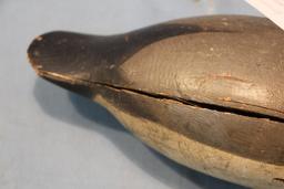 HAYES FACTORY REDHEAD DRAKE WOODEN DECOY , CRACK IN RIGHT SIDE