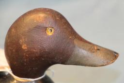 HAYES FACTORY REDHEAD DRAKE WOODEN DECOY , CRACK IN RIGHT SIDE