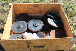 Crate of cast iron closing wheels