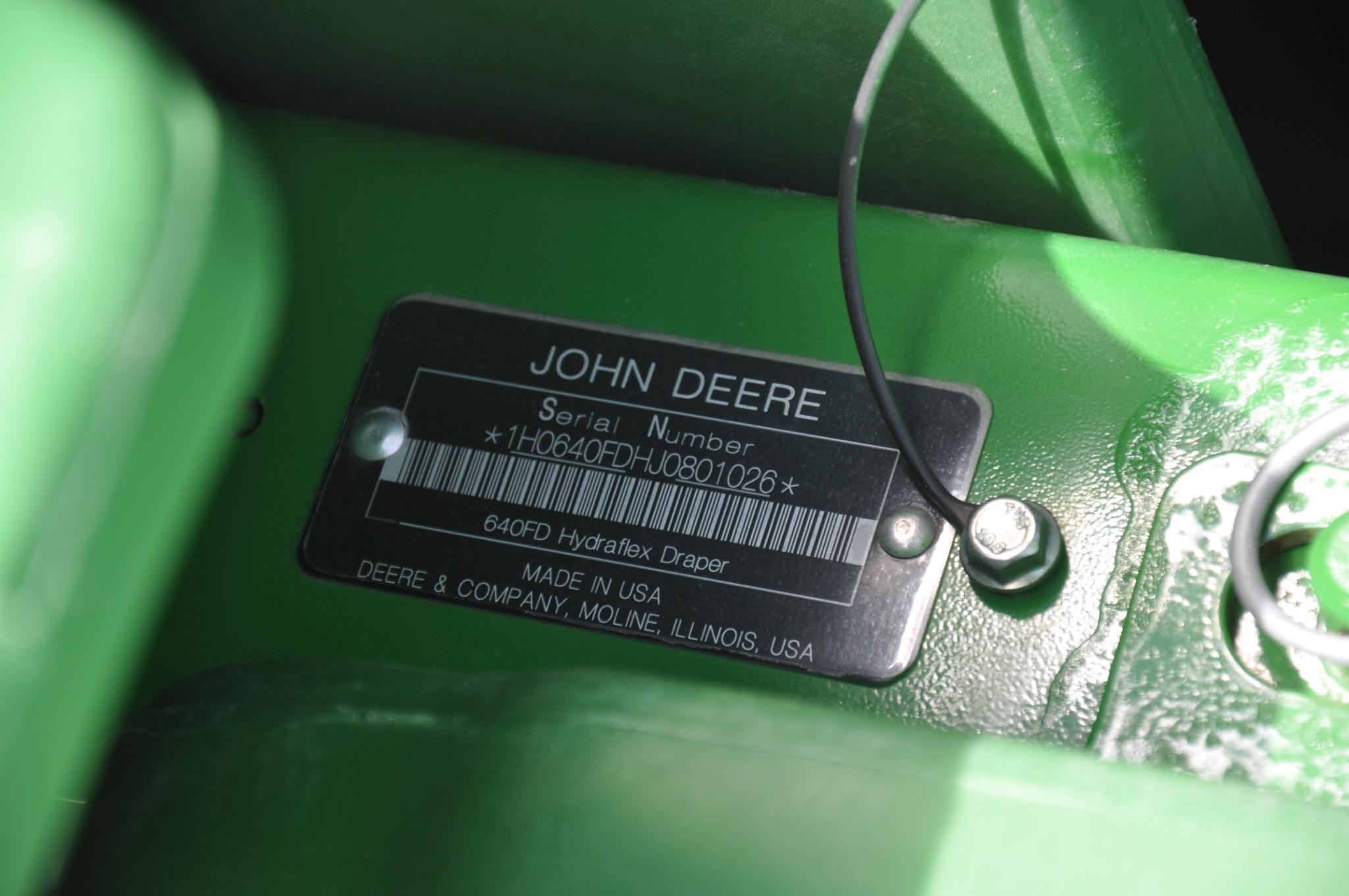 2018 John Deere 640FD 40' flex draper head