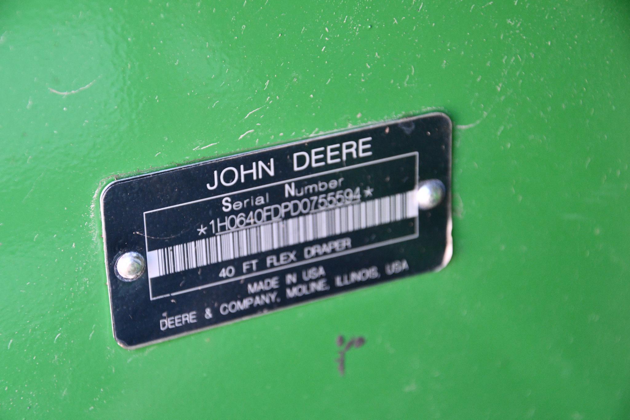 2013 John Deere 640FD 40' flex draper head