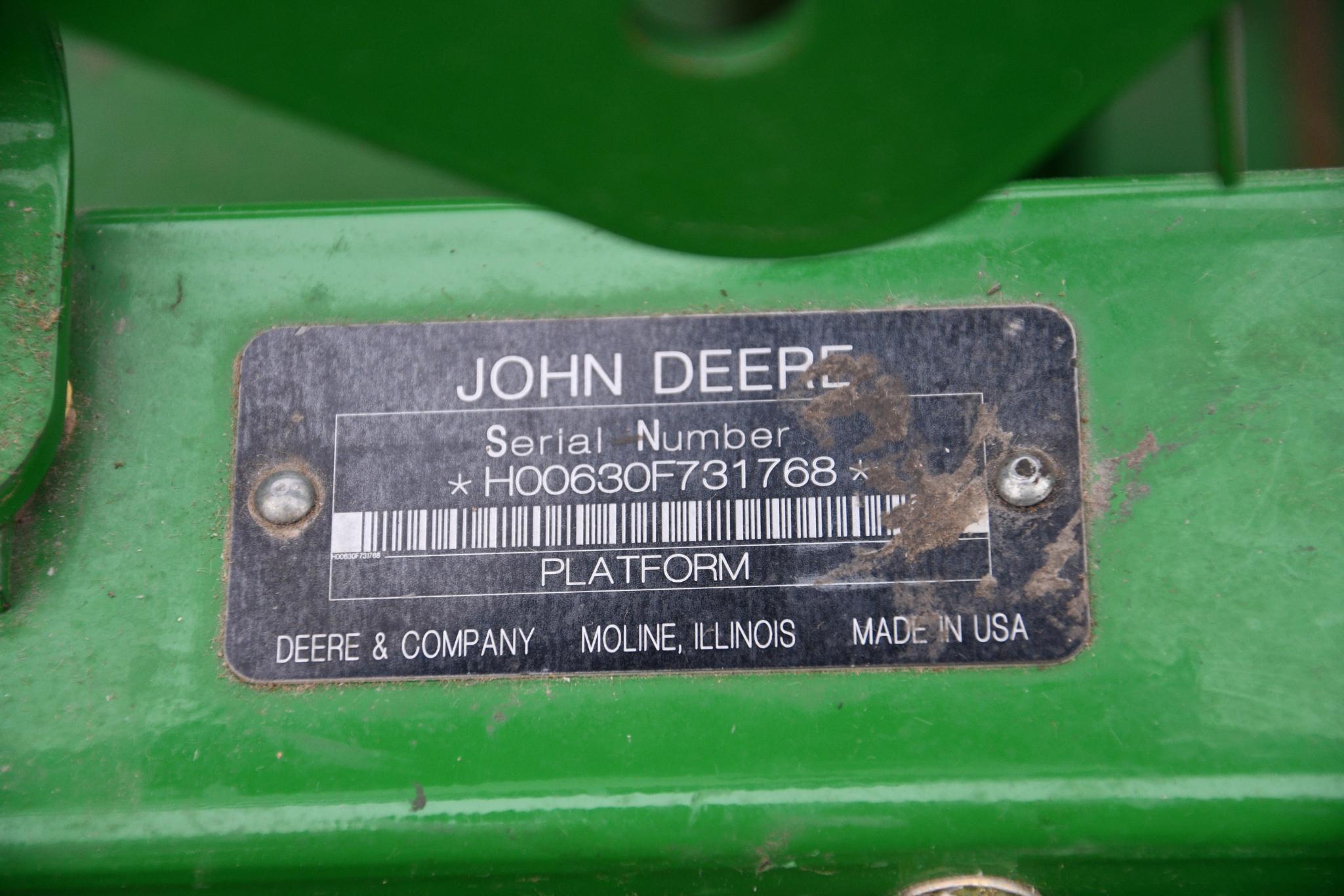 2009 John Deere 630F 30' HydraFlex platform