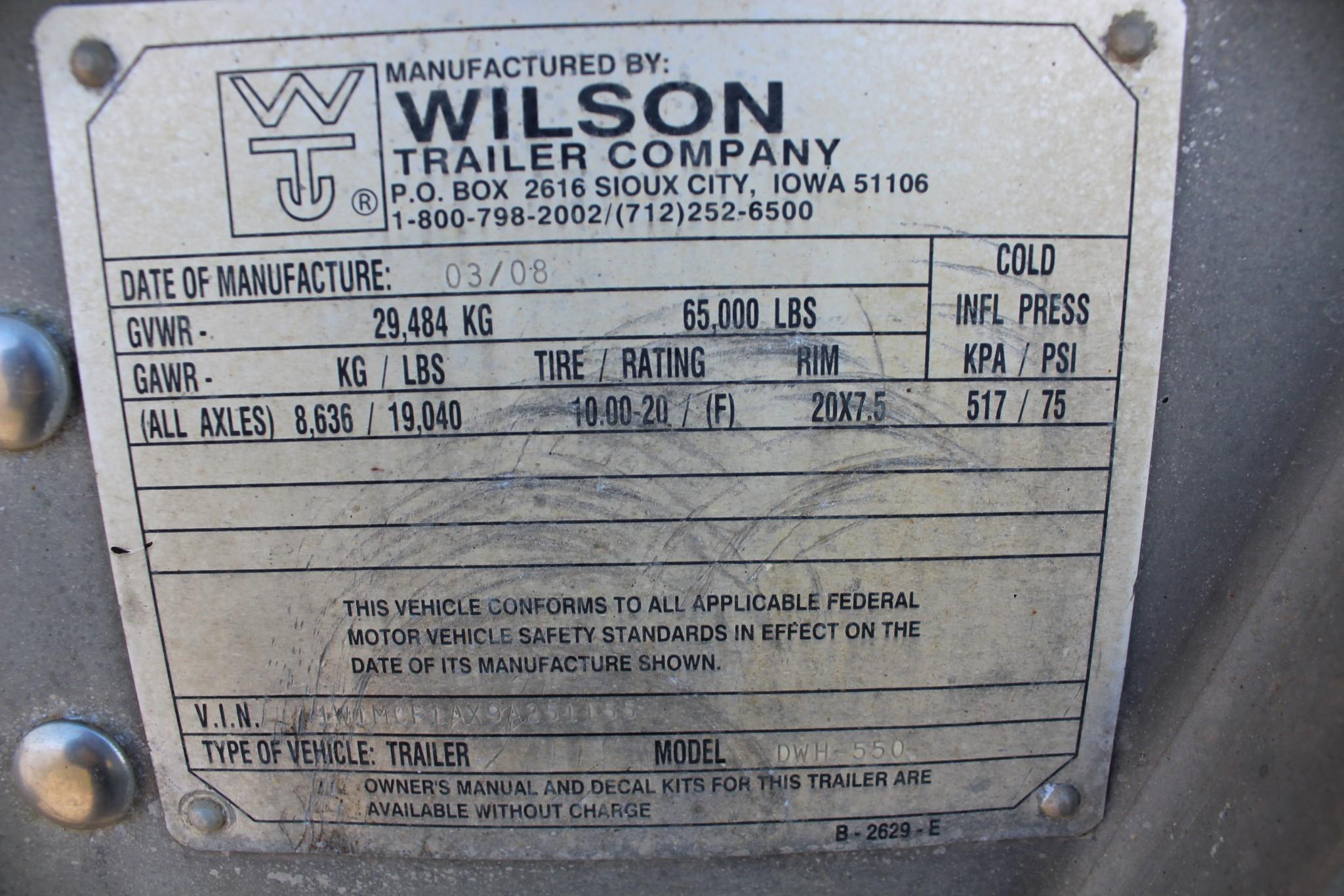 2008 Wilson 42' aluminum hopper bottom trailer