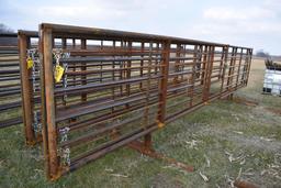 (2) 24' free standing pipe gates w/ 10' swing gate