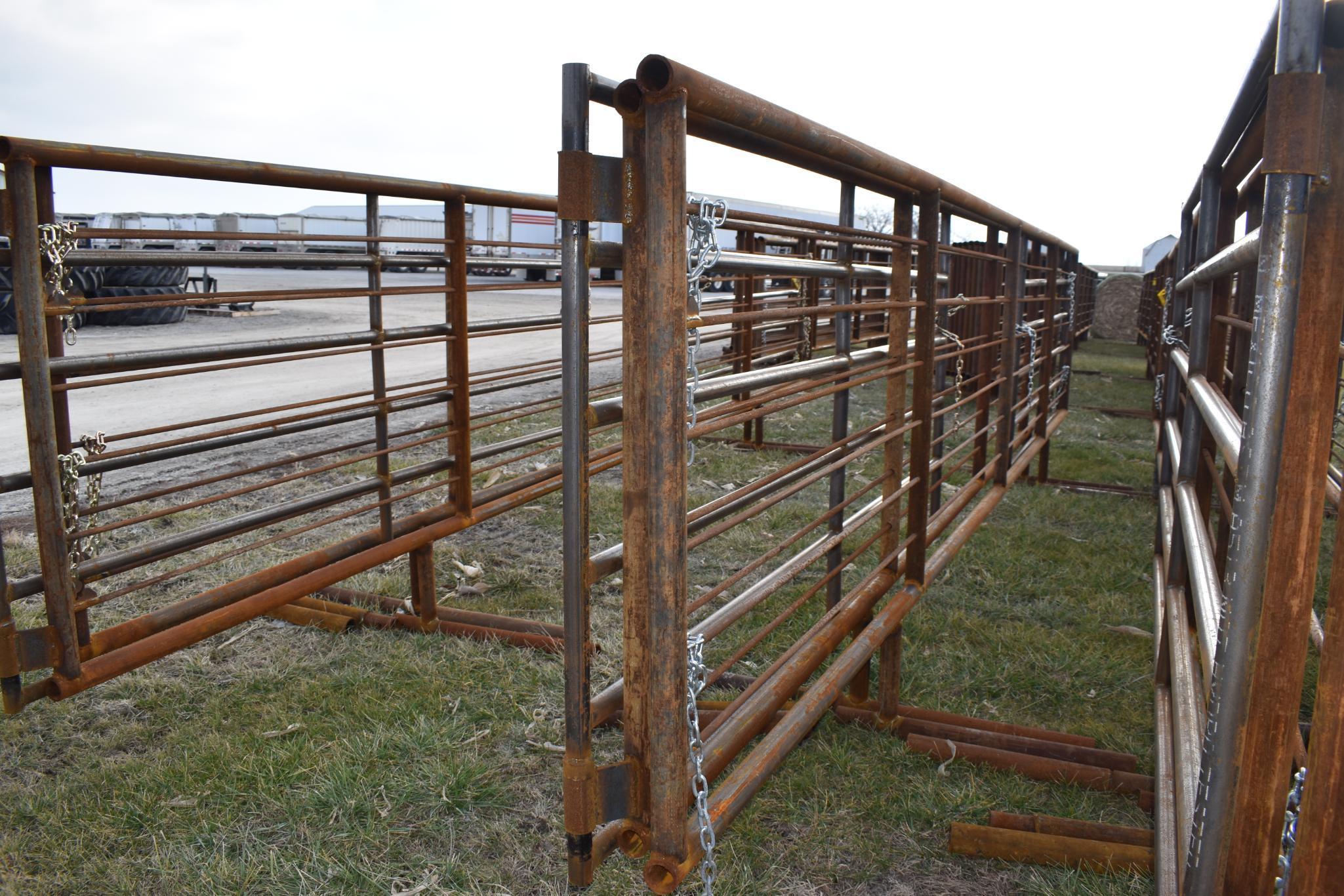 (2) 24' free standing pipe gates w/ 10' swing gate