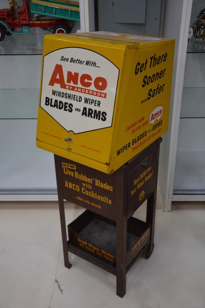Anco wiper and blades display box on 2-wheel cart
