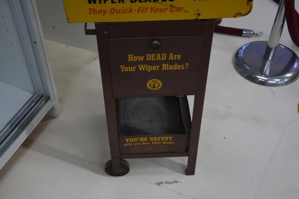 Anco wiper and blades display box on 2-wheel cart