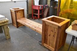 Custom built stained and sealed double planter bench (10ft long)