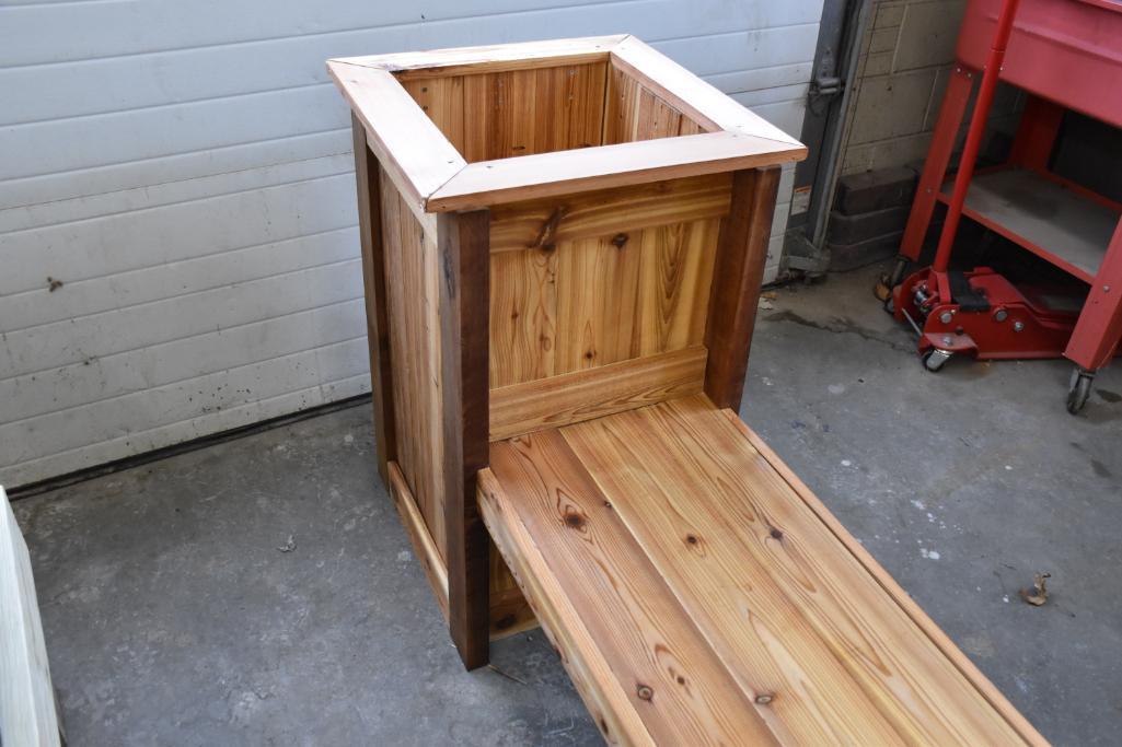 Custom built stained and sealed double planter bench (10ft long)