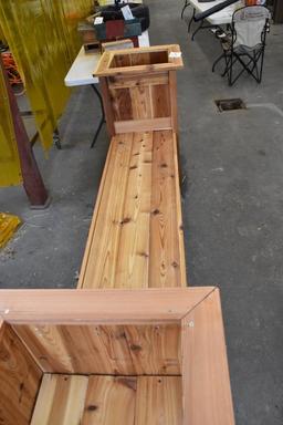 Custom built stained and sealed double planter bench (10ft long)