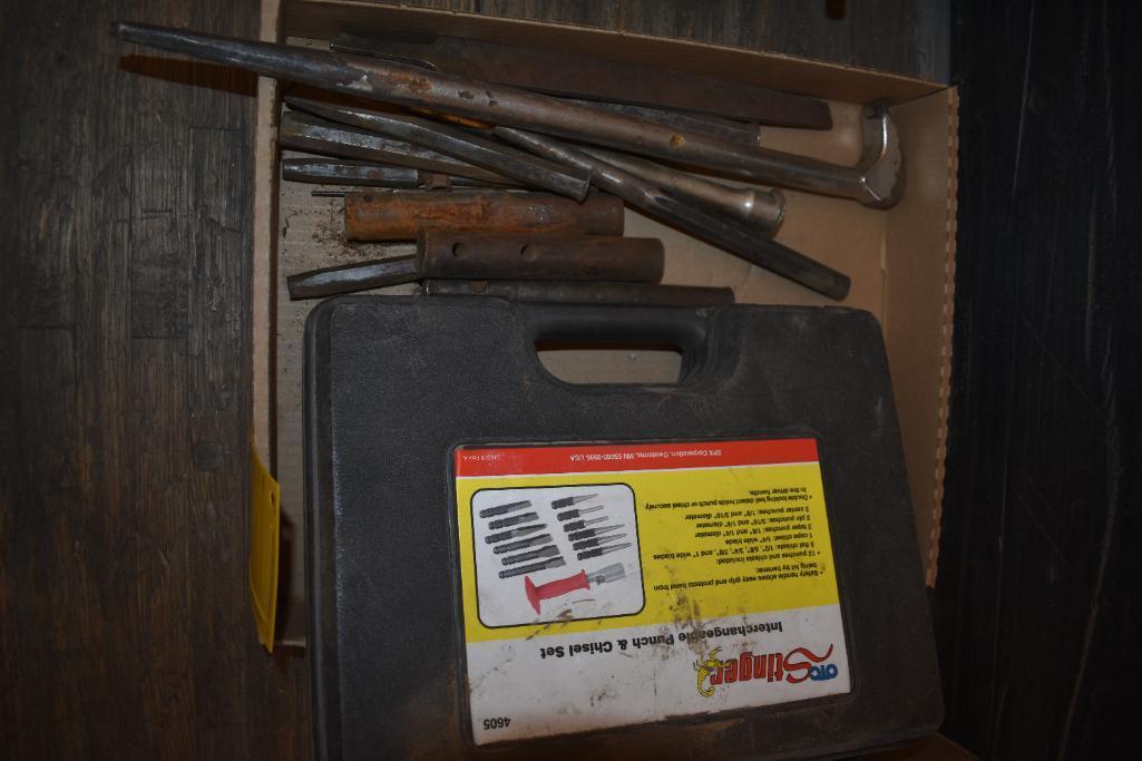 Flat of misc. punches and chisels