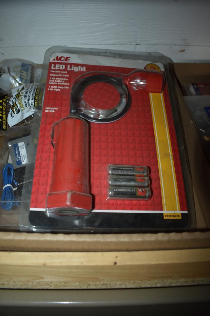 Flats of misc. paint supplies, crowbars, rivets