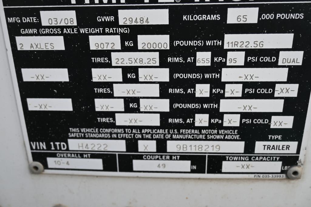 2009 Timpte 42' hopper bottom trailer