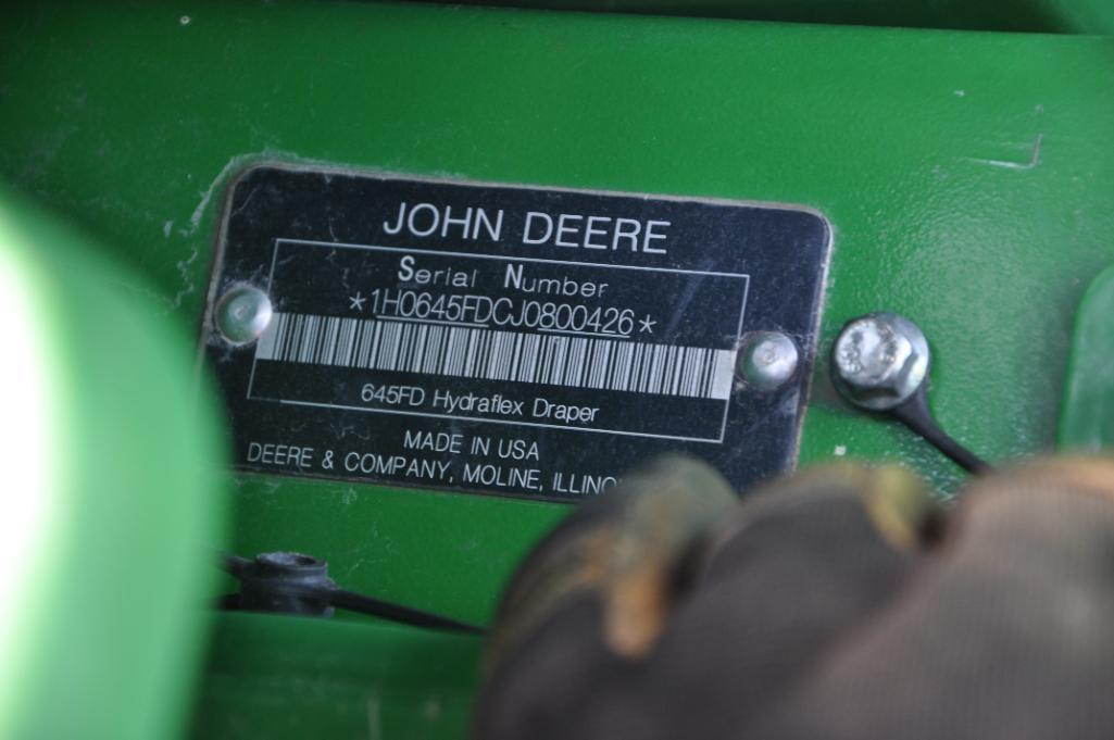 2018 John Deere 645FD 45' HydraFlex draper head