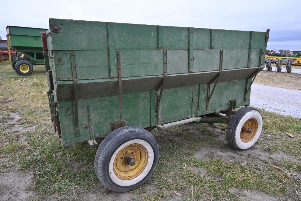 Wooden flare box wagon on JD running gear