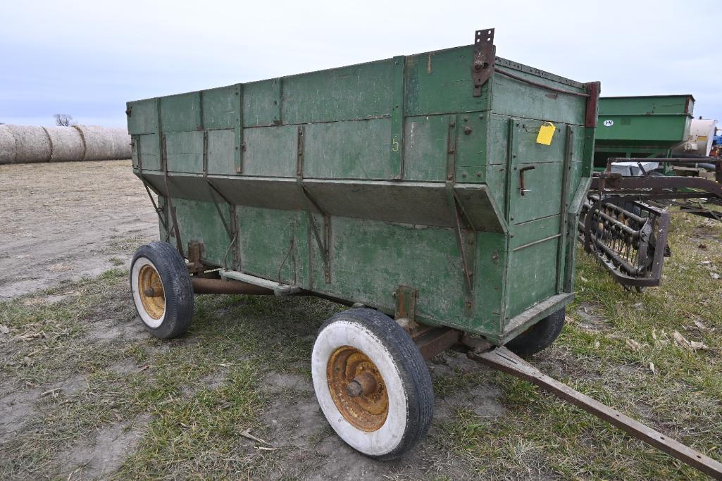 Wooden flare box wagon on JD running gear