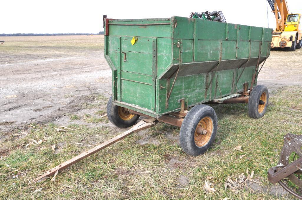 Wooden flare box wagon on JD running gear