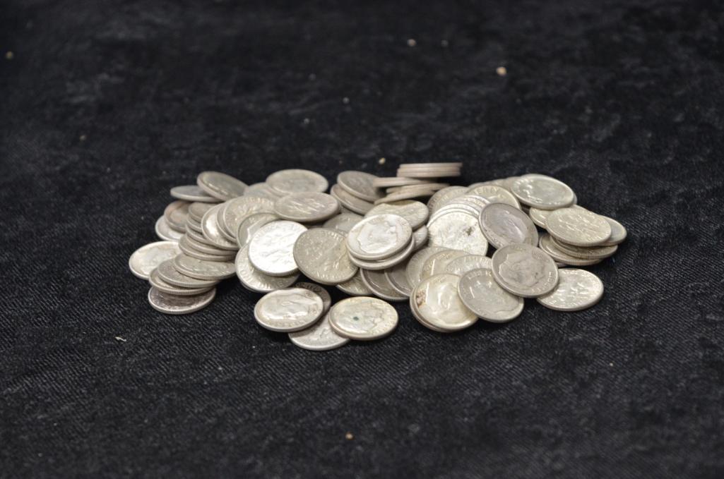 $10.00 FACE VALUE ROOSEVELT SILVER DIMES