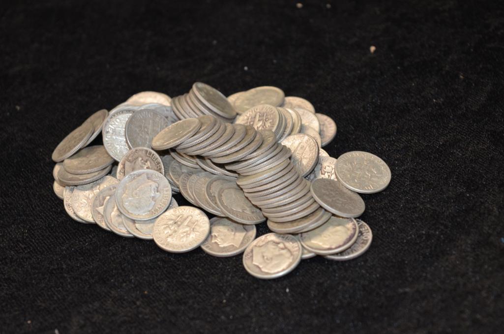 $10.00 FACE VALUE ROOSEVELT SILVER DIMES