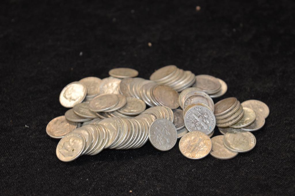 $10.00 FACE VALUE ROOSEVELT SILVER DIMES