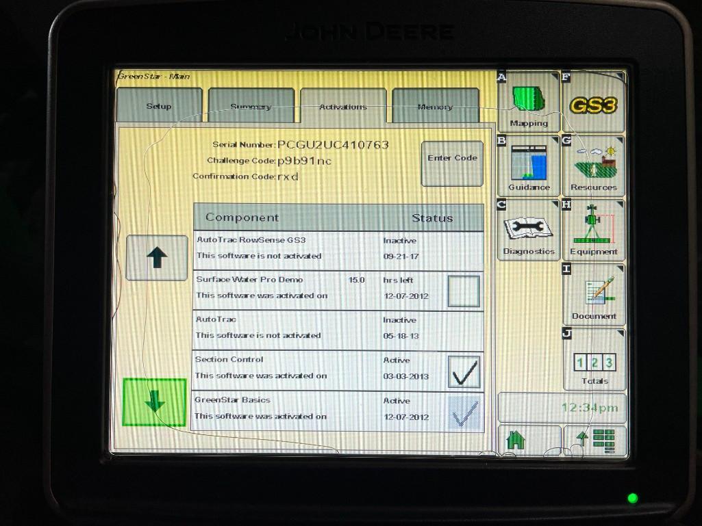 2013 John Deere GS3 2630 display