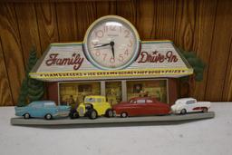 Drive-In Plastic Battery Operated Hanging Clock