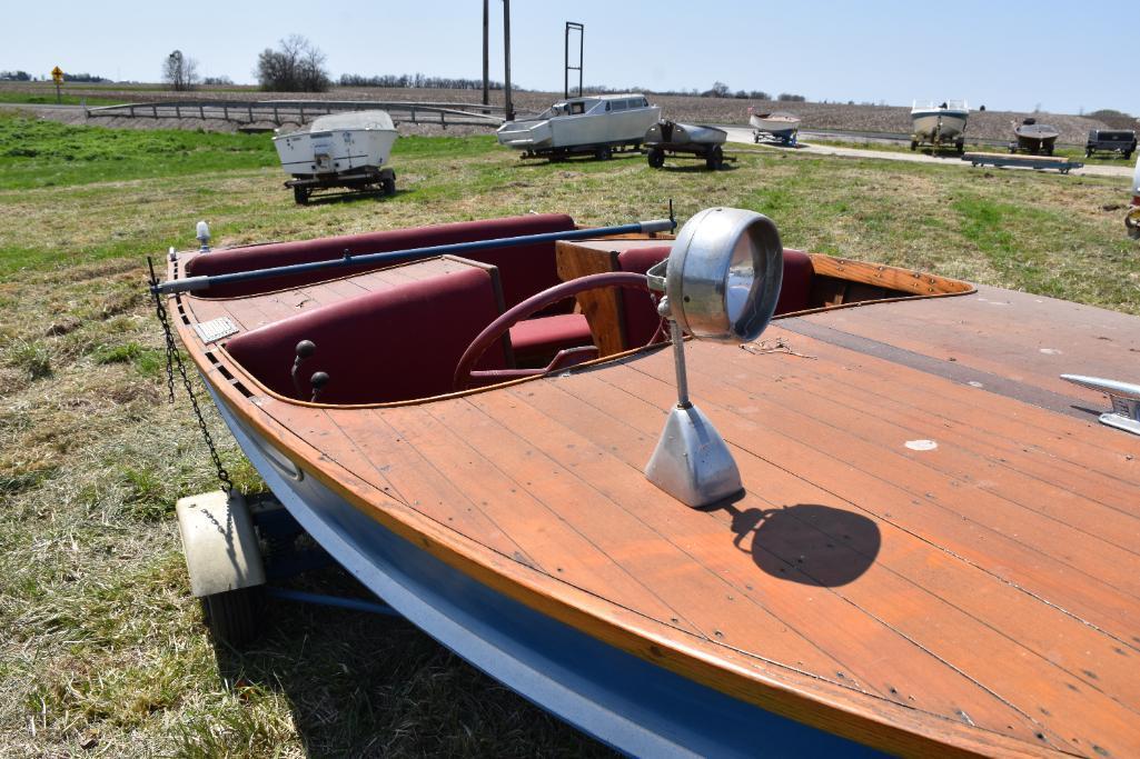 1956 Chetek 12 ft. Wooden runabout outboard with trailer