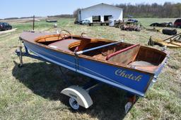 1956 Chetek 12 ft. Wooden runabout outboard with trailer