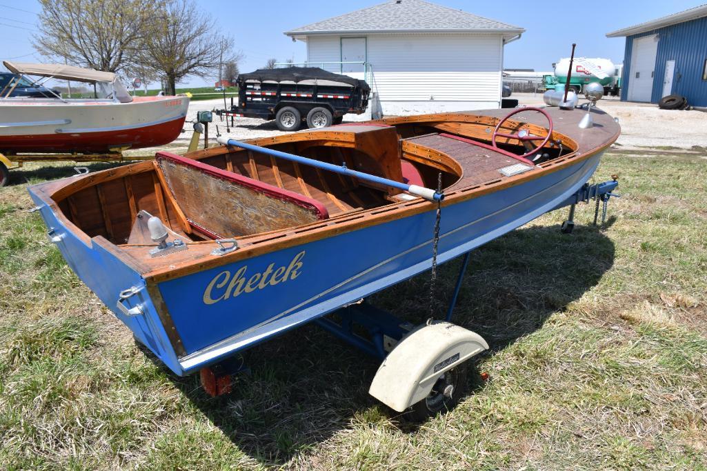 1956 Chetek 12 ft. Wooden runabout outboard with trailer