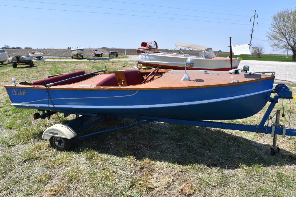 1956 Chetek 12 ft. Wooden runabout outboard with trailer