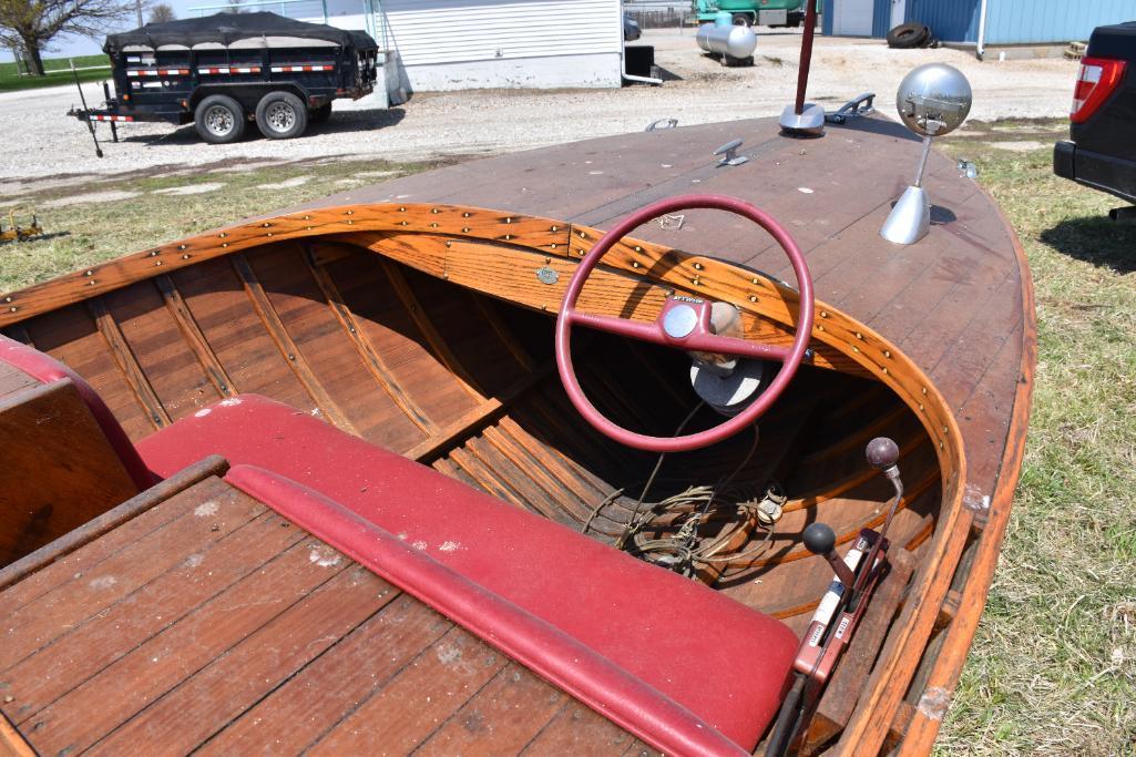 1956 Chetek 12 ft. Wooden runabout outboard with trailer