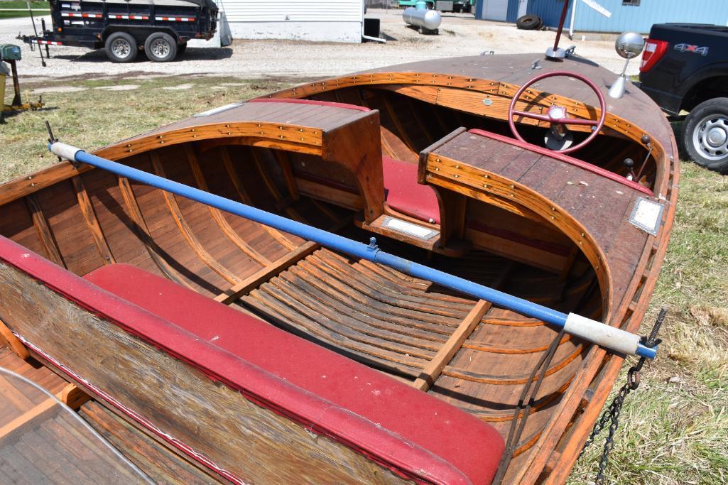 1956 Chetek 12 ft. Wooden runabout outboard with trailer