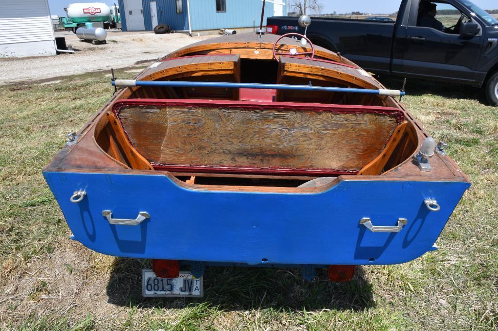 1956 Chetek 12 ft. Wooden runabout outboard with trailer