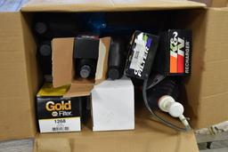 Box of Filters, Lubricants, and Engine Oil Priming Tools