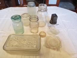 Fruit jars, nut grinder, etc.