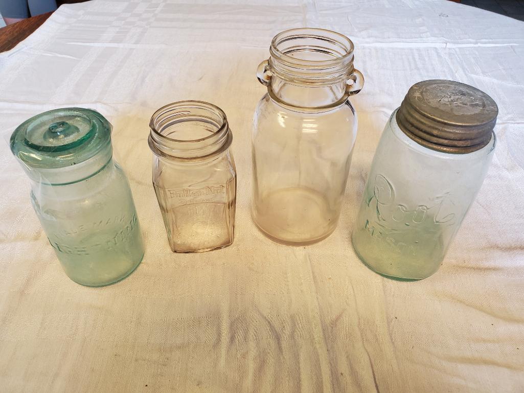 Fruit jars, nut grinder, etc.