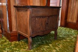 36 in. x 18 in. serpentine front commode, mirror not original